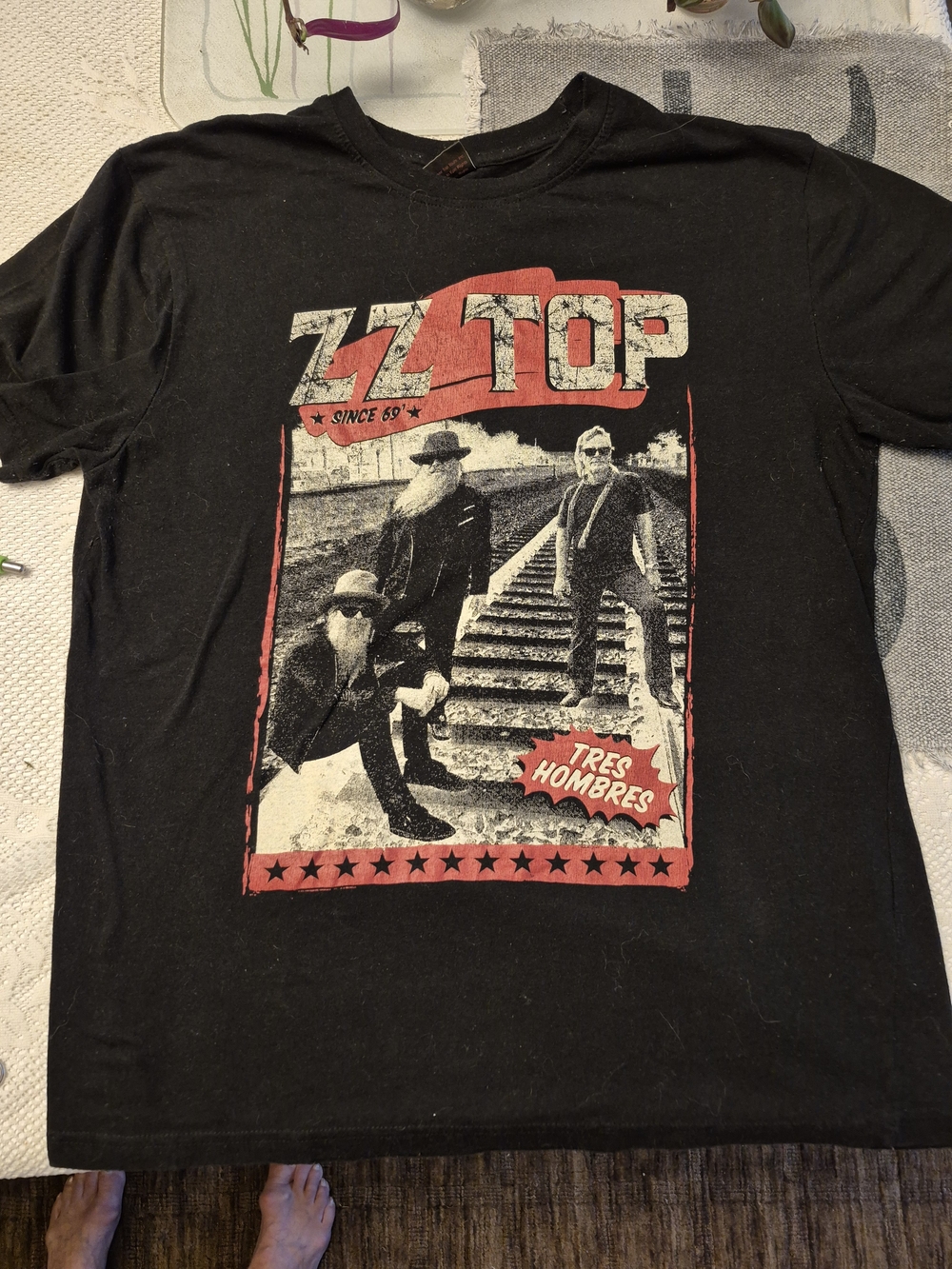 Mens ZZ TOP Concet 2018 Black Graphic Tee - Tres Hombres Design Size Med